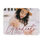 Moderner Graduate Burgundy Script Foto Abschluss Magnet (Horizontal)