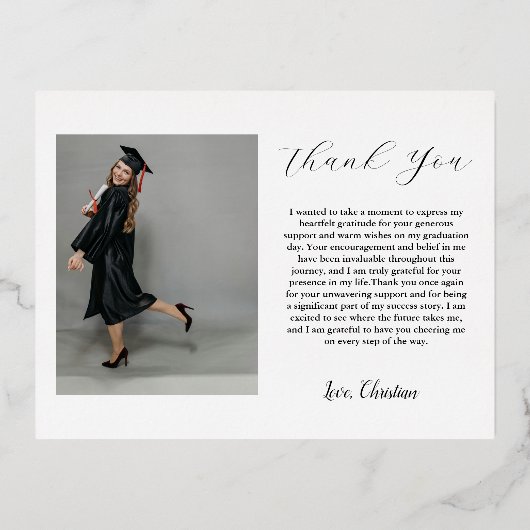 Moderner Graduate Foto Abschluss Danke Karte (Rückseite)