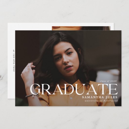 Moderner Graduate Foto Abschluss Einladung (Vorne/Hinten)
