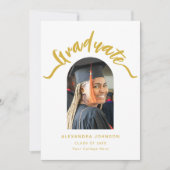 Moderner Graduate Foto Arch Gold Script Abschluss Ankündigung (Vorderseite)