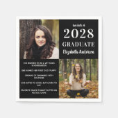 Moderner Graduate Fun Fakten Abschluss 2 Foto Serviette (Vorderseite)