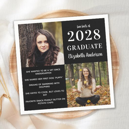 Moderner Graduate Fun Fakten Abschluss 2 Foto Serviette