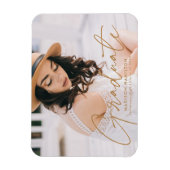 Moderner Graduate Gold Script Foto Abschluss Magnet (Vertikal)