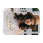 Moderner Graduate Gold Script Foto Abschluss Magnet (Horizontal)