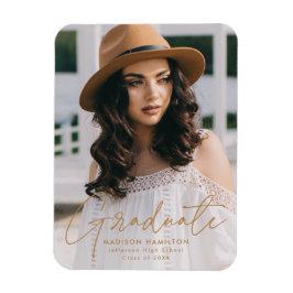Moderner Graduate Gold Script Foto Abschluss Magnet