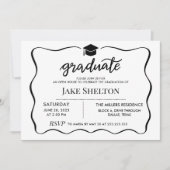 Moderner Graduate Hat Open House Abschluss Einladung (Vorderseite)