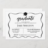 Moderner Graduate Hat Open House Abschluss Einladung (Vorne/Hinten)