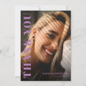 Moderner Graduate Lavender Lila Foto Abschluss Dankeskarte (Vorderseite)