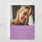 Moderner Graduate Lavender Lila Foto Abschluss Dankeskarte (Rückseite)