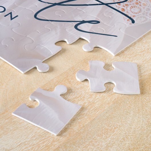 Moderner Graduate Navy Script Foto Abschluss Puzzle (Seite)