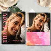 Moderner Graduate Rosa und Orange Foto Abschluss Dankeskarte