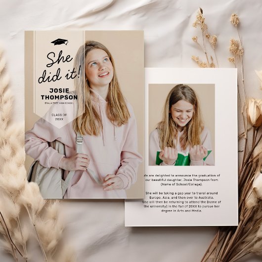 Moderner Graduate Sash Foto Abschluss Ankündigung