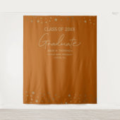 Moderner Graduate Script Orange Gold Abschluss Wandteppich (Vorderseite)
