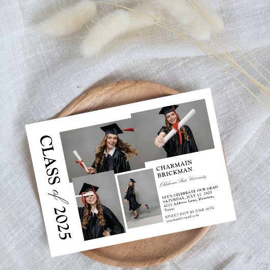 Moderner Graduate stilvoller Foto Collage Abschlus Einladung