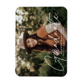 Moderner Graduate White Script Foto Abschluss Magnet (Vertikal)