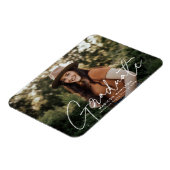 Moderner Graduate White Script Foto Abschluss Magnet (Linke Seite)