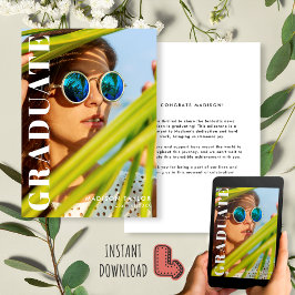 Moderner Graduiertenrücken und weißer Foto Abschlu Ankündigung