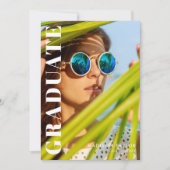 Moderner Graduiertenrücken und weißer Foto Abschlu Ankündigung (Vorderseite)