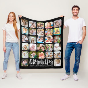 Moderner GRANDPA 27 FotoCollage Custom Text Black Fleecedecke