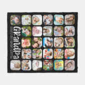 Moderner GRANDPA 27 FotoCollage Custom Text Black Fleecedecke (Vorderseite (Horizontal))