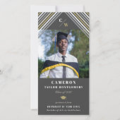 Moderner Grau-Diagonal Stripes Foto Abschluss Ankündigung (Vorderseite)