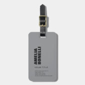 Moderner, grau Minimalistischer Beruflicher Name Gepäckanhänger (Vorderseite vertikal)
