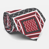 Moderner, grau-weißer Roter Platz Zickzack Streife Krawatte (Gerollt)