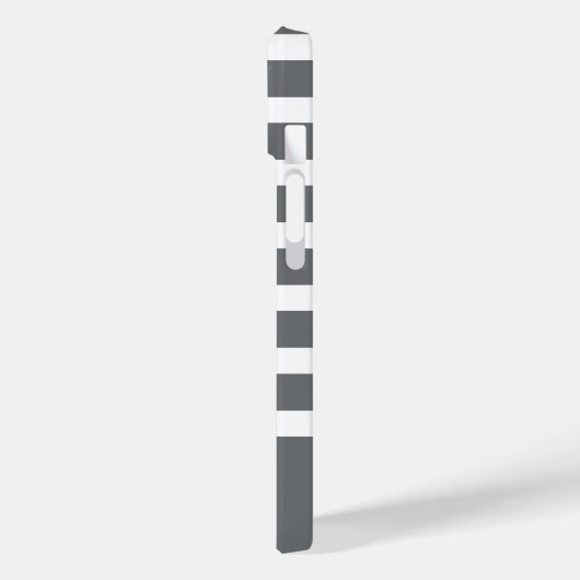 Moderner, grau-weißer Streifen mit Monogramm Case-Mate iPhone Hülle (Rückseite / Links)