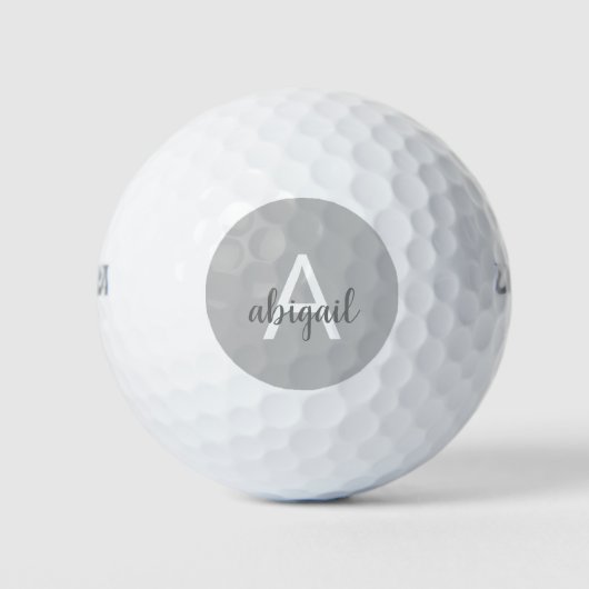 Moderner Graue, moderne Monogramm-Name Golfball (Vorderseite)
