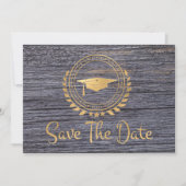 Moderner Grauer Abschluss Save the Date Gold Grad (Vorderseite)