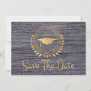 Moderner Grauer Abschluss Save the Date Gold Grad 