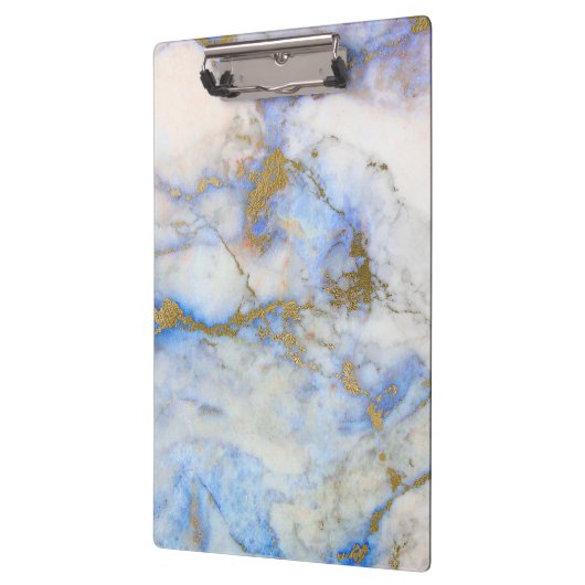 Moderner grauer Blauer und goldener Marmorstein Klemmbrett (Links)