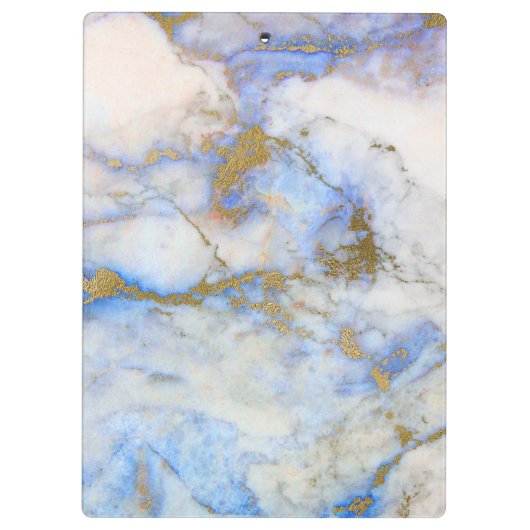 Moderner grauer Blauer und goldener Marmorstein Klemmbrett (Rückseite)