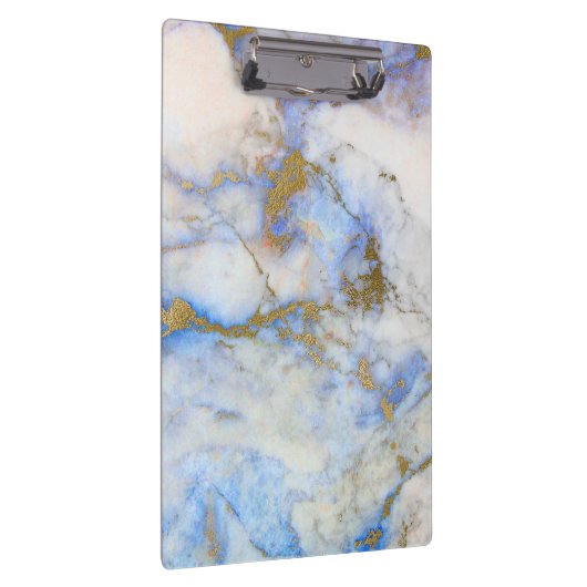 Moderner grauer Blauer und goldener Marmorstein Klemmbrett (Rechts)