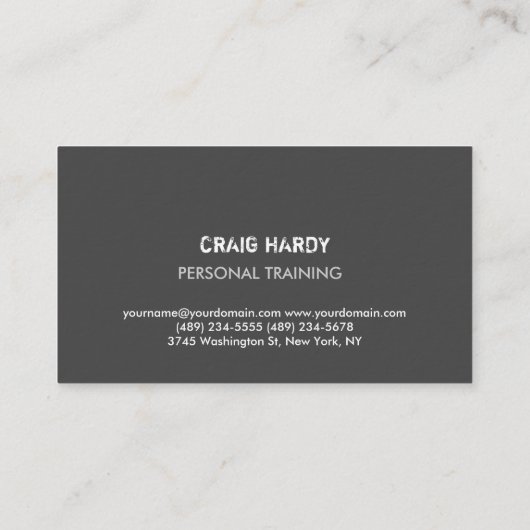 Moderner Grauer Fitness Trainer Sportdick Visitenkarte (Rückseite)