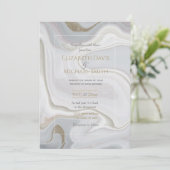 Moderner grauer Glitzer aus Marmor Einladung (Stehend Vorderseite)