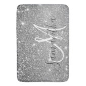 Moderner grauer Glitzer Glitzern Personalisiert Na Badematte (Vorderseite Vertikal)
