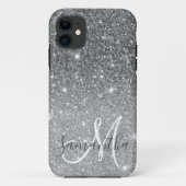 Moderner grauer Glitzer Glitzern Personalisiert Na Case-Mate iPhone Hülle (Rückseite)