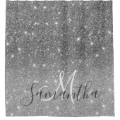 Moderner grauer Glitzer Glitzern Personalisiert Na Duschvorhang (Vorderseite)