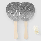 Moderner grauer Glitzer Glitzern Personalisiert Na Fächer (Vorne und Hinten)