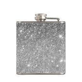 Moderner grauer Glitzer Glitzern Personalisiert Na Flachmann (Rückseite)