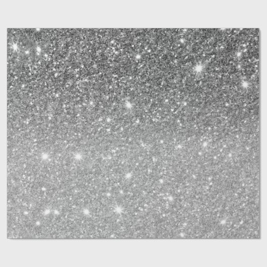 Moderner grauer Glitzer Glitzern Personalisiert Na Geschenkpapier (Flach)
