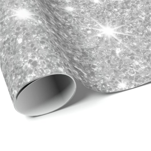 Moderner grauer Glitzer Glitzern Personalisiert Na Geschenkpapier (Rolleneckpunkt)