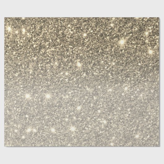 Moderner grauer Glitzer Glitzern Personalisiert Na Geschenkpapier (Flach)