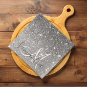 Moderner grauer Glitzer Glitzern Personalisiert Na Geschirrtuch