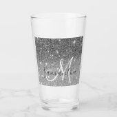 Moderner grauer Glitzer Glitzern Personalisiert Na Glas (Vorderseite)