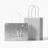 Moderner grauer Glitzer Glitzern Personalisiert Na Große Geschenktüte
