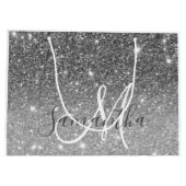 Moderner grauer Glitzer Glitzern Personalisiert Na Große Geschenktüte (Rückseite)