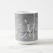 Moderner grauer Glitzer Glitzern Personalisiert Na Kaffeetasse (Mittel)