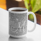 Moderner grauer Glitzer Glitzern Personalisiert Na Kaffeetasse